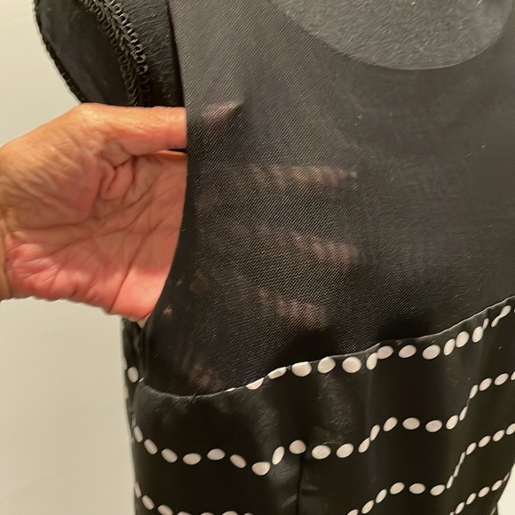 Taylor Dress Women Size 14 Black White Dressy Formal Polka Dots Stripe Pleated - Picture 9 of 14